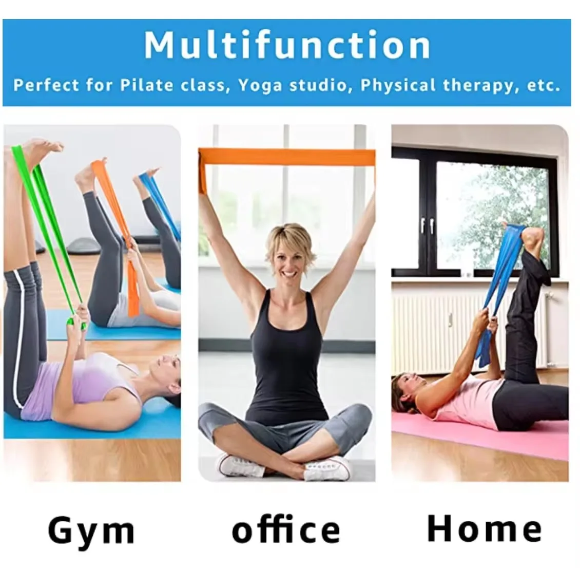 odm home workout 1500mm 3 level tpe resistance bands set yoga 3 piece kit-8