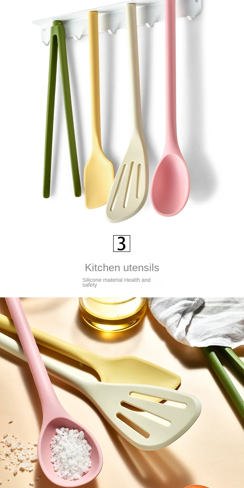 product 5 piece daily kitchen silicone utensil set non stick magnetic suction kitchenware including cooking shovel utensil-9