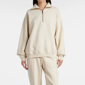 Women's Oversized Half Zip Sweatshirts Stand Collar Heavyweight Blank Hoodies Custom 3d Embossed Mock Neck Zipper Sweatshirts