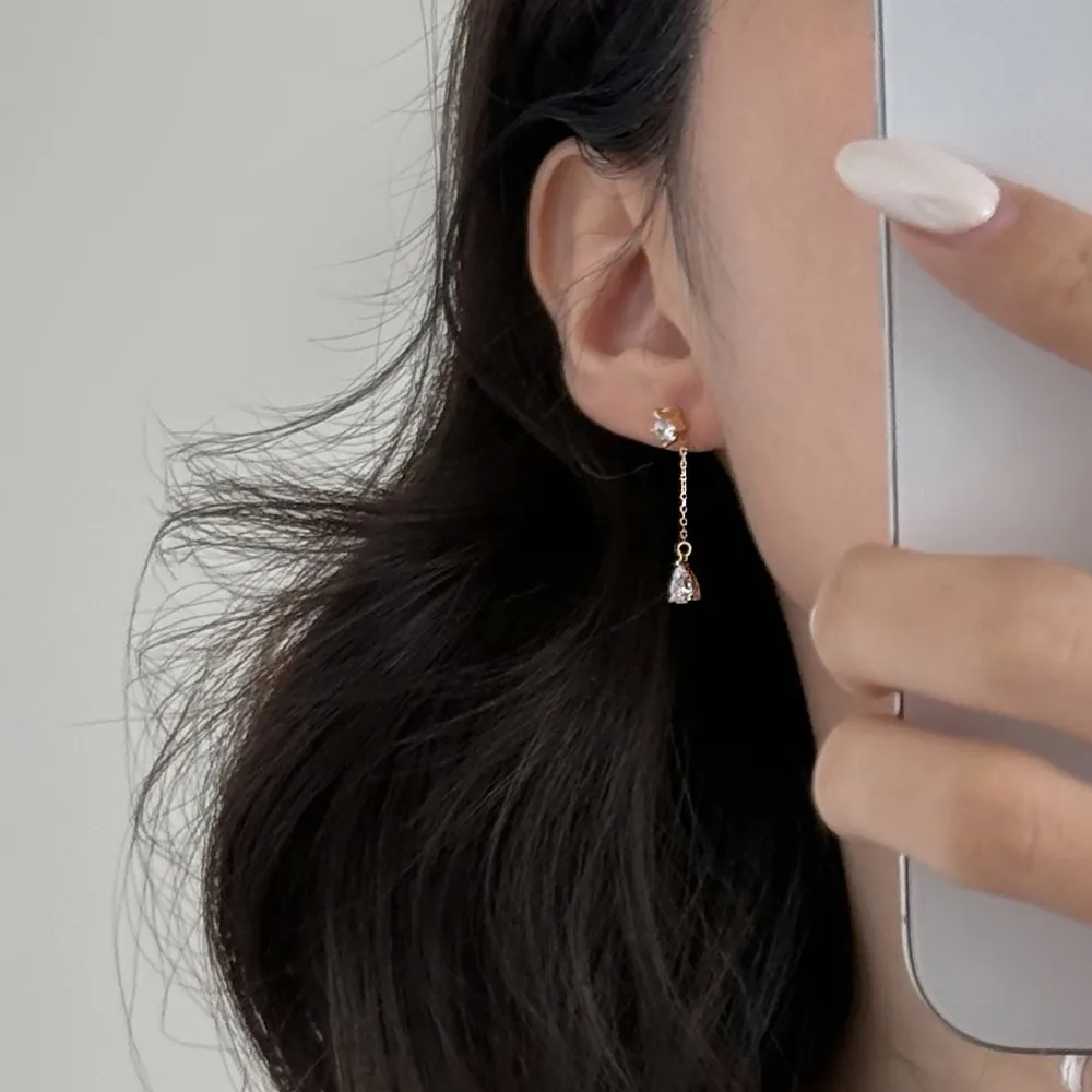 KAKODIY Fashion Fashion Design 925 Sterling Silver Earrings Tassel Pear Shape 5A Cubic Zirconia Shiny Stud Earrings Female Accessories detail 6