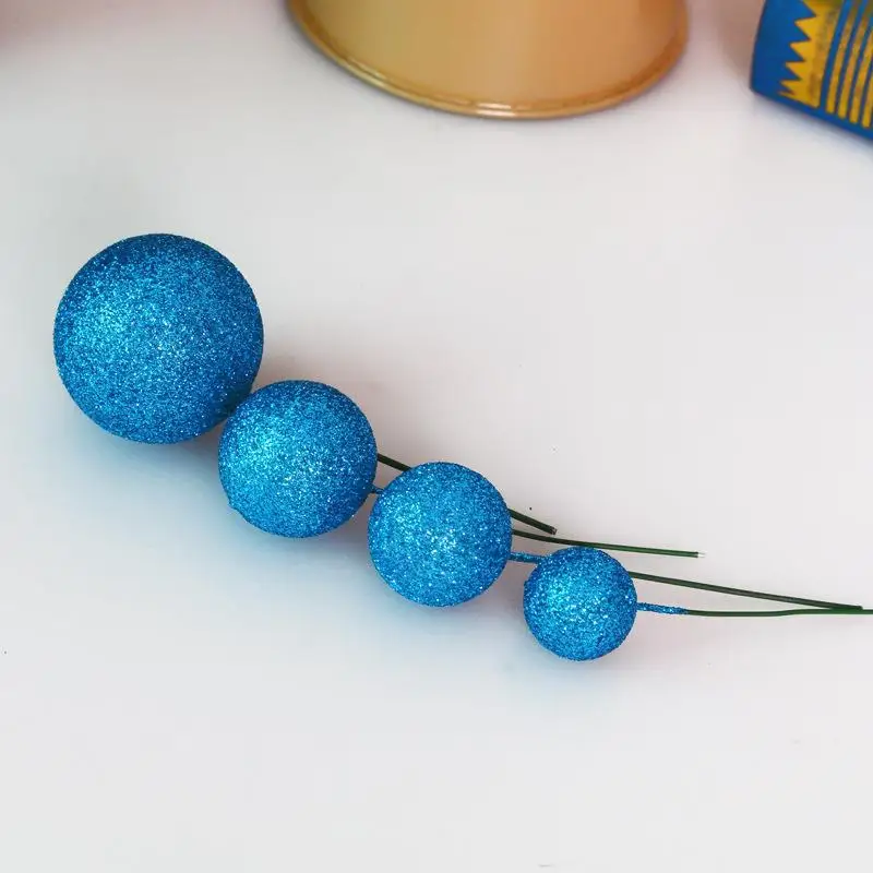 Shiny Powder Glitter Faux Ball Cake Topper Foam Balls Cake Decorating