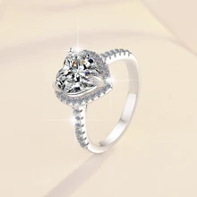 Romantic Heart Love Engagement Heart Shape Anniversary ring S925 sterling silver VVs1 Moissanite ring Wedding Engagement