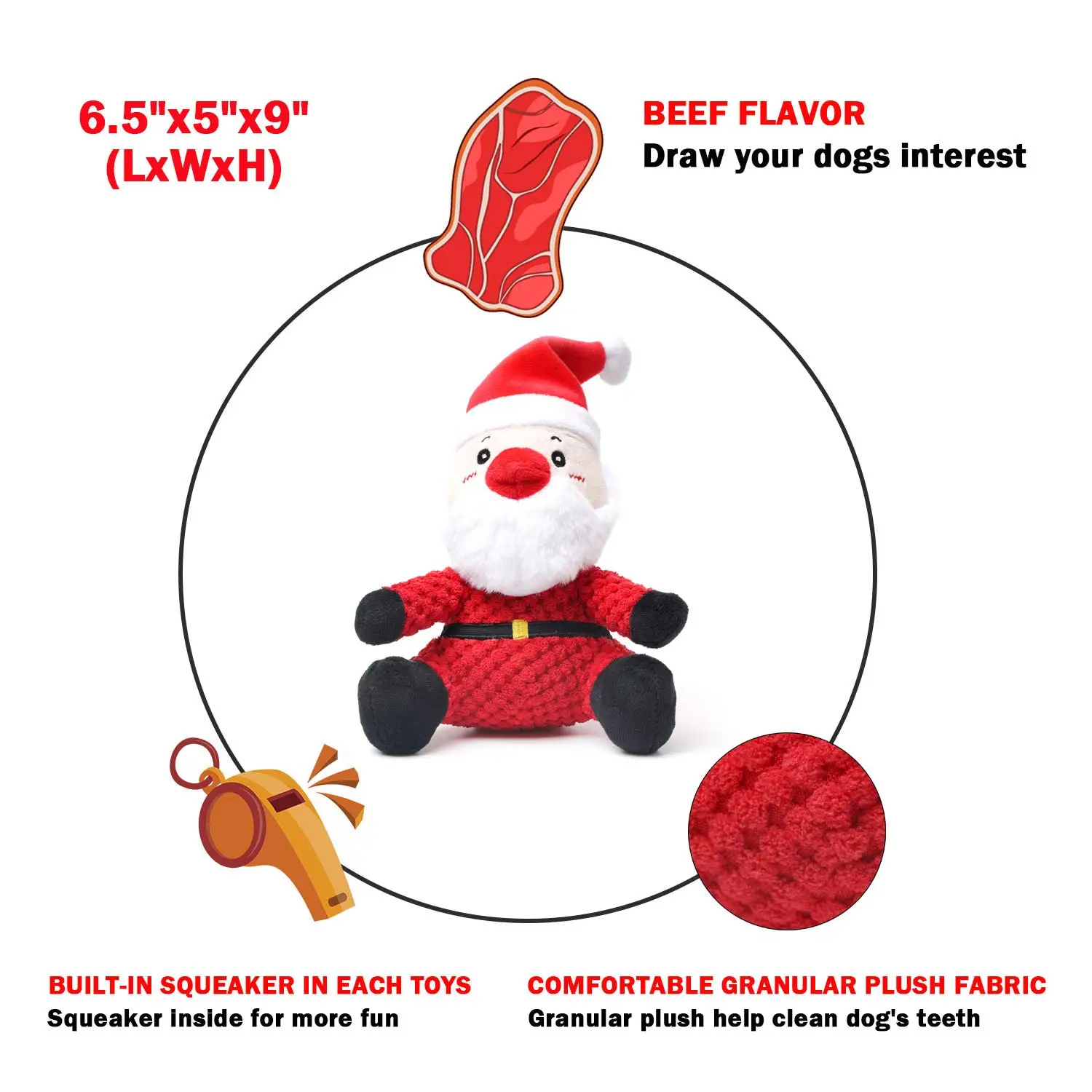 Factory Direct Sales Durable Stuffed Animal Pet Plush Chew Toys With Squeakers Christmas Dog Toy