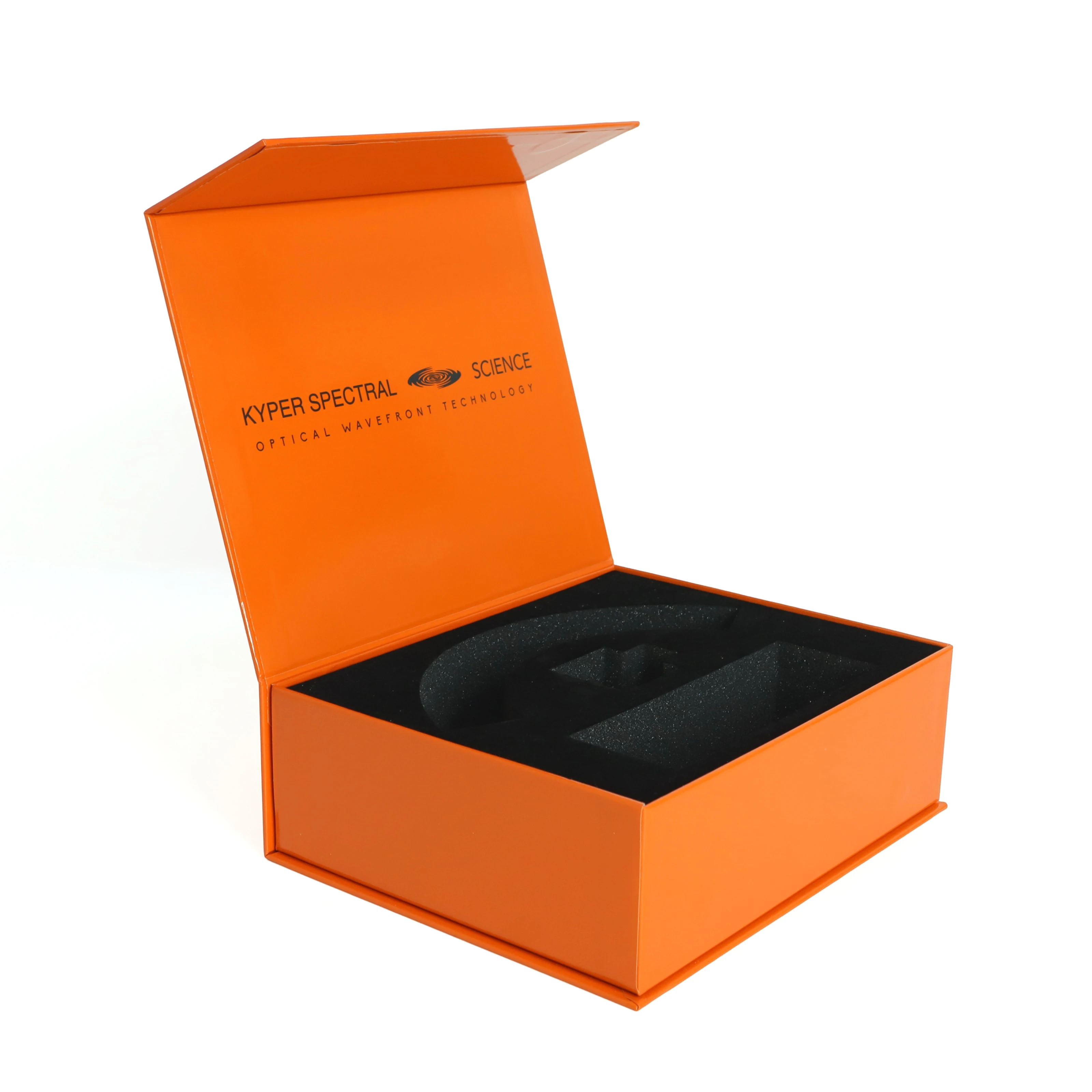 Custom Printed Black Magnetic Flip Closure Rigid Cardboard Gift Paper Box Packaging With Foam Insert