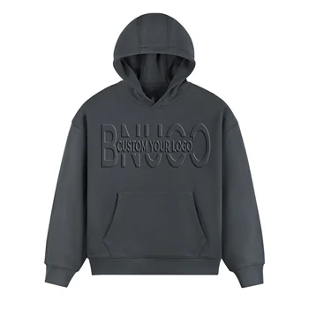 420 Gsm Top Quality Heavyweight No String Hoodies Custom Printing  French Terry Cotton 3D Embossed Unisex Hoodie