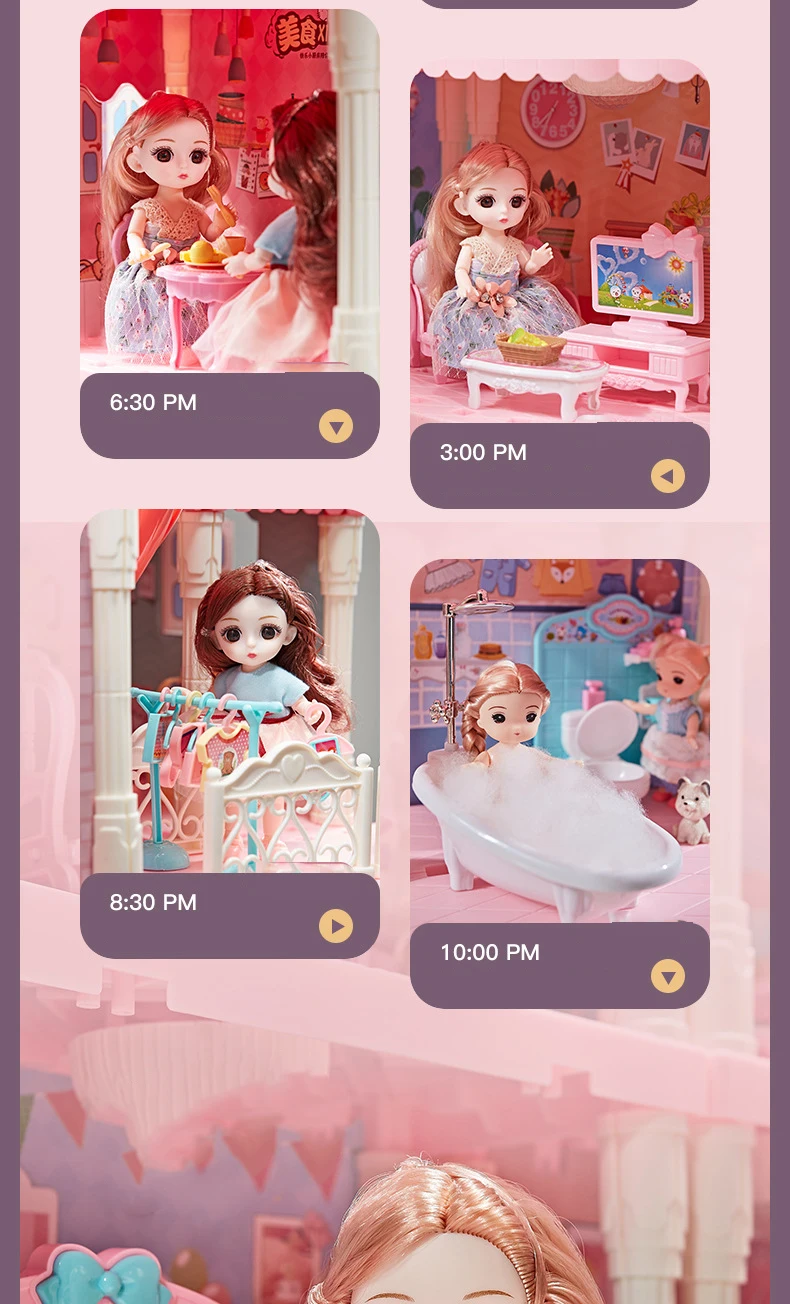 Hot Sale Large Doll House Kit Pink Toys Baby Doll For Kids House Diy