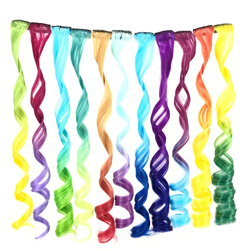 Модный популярный цвет градиент бесшовный один зажим вьющиеся длинные высокотемпературные волосы для