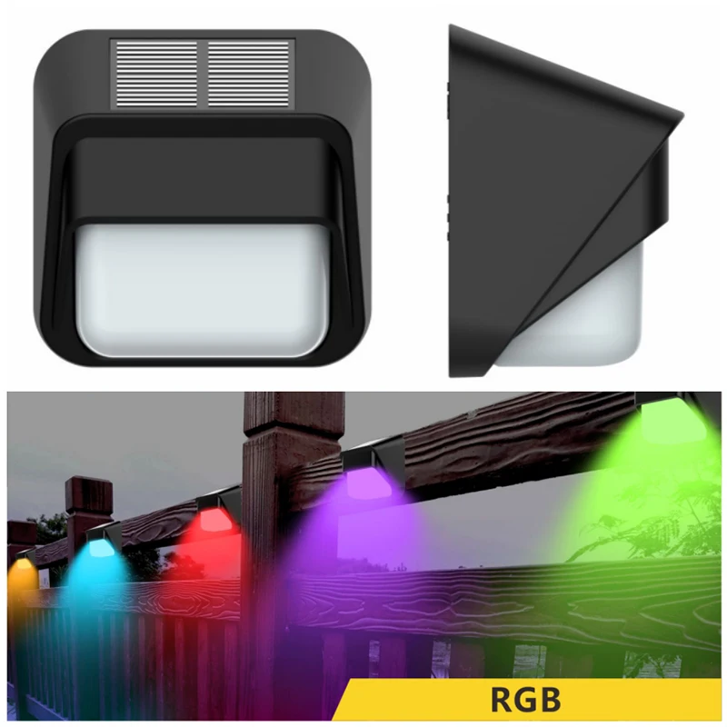 RGB Solar Fence Light Warm White 8led IP65 Waterproof Yard Garden Decoration Colorful Solar Wall Light