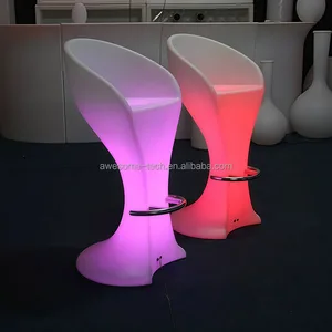 Hot Selling Outdoor Furniture Bar Stool Led Swimming Pool PE Plastic Chair Stool Lighting Luminous Nightclub Chair Stool