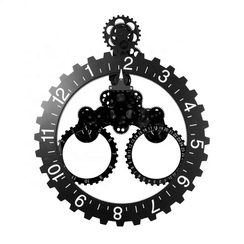 Popular European Style Classical Creative Mechanical Wall Watch Automatic Rotating Gear Calendar Wall Clocks
