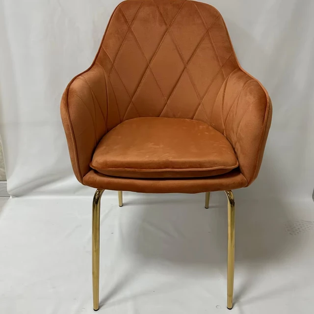 2024 New Product Makeup Chair Velvet Accent Chair Shell Shape with Metal Legs Dining Room Chair