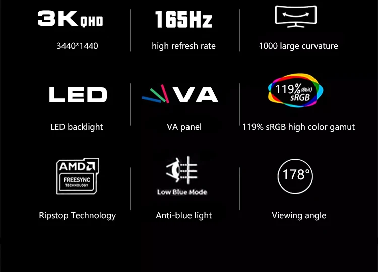 Curved Screen Monitors - 24, 32, 34 Inch IPS LCD Gaming Displays