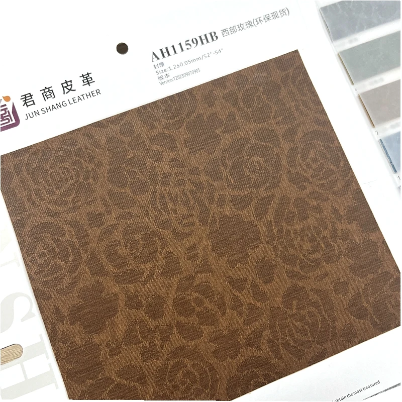 Embossed  Flower  Synthetic Vinyl Semi Pu Leather Fabric Flower Faux Leather for Handbag and Upholstery