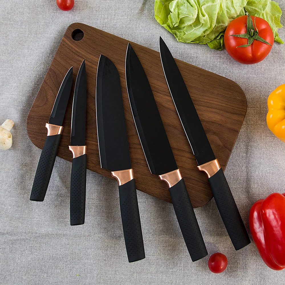 High Carbon Stainless Steel Black Printed Kitchen Knife With Nonstick