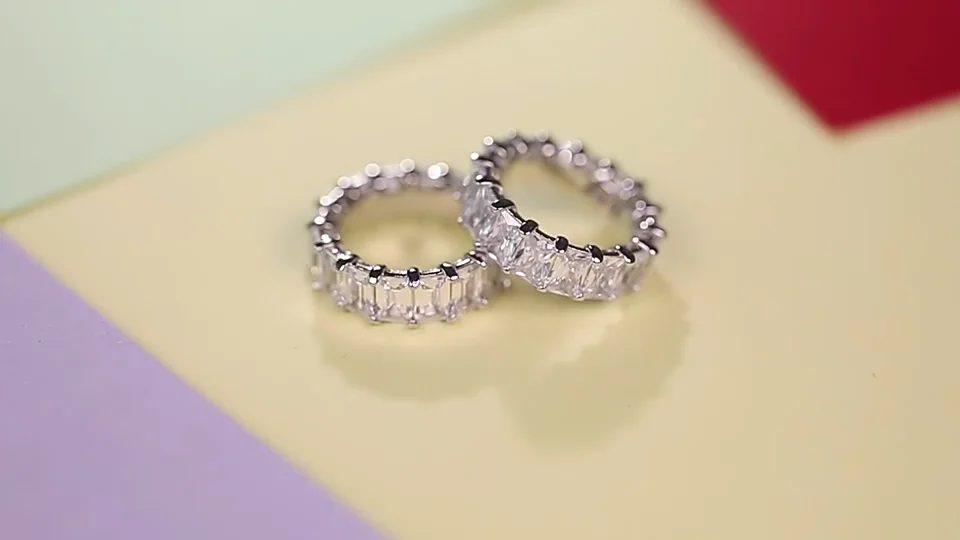 Sk Band Rings Ska 925 Silver Ring Baguette Cubic Zirconia Eternity Rings Eternity ...