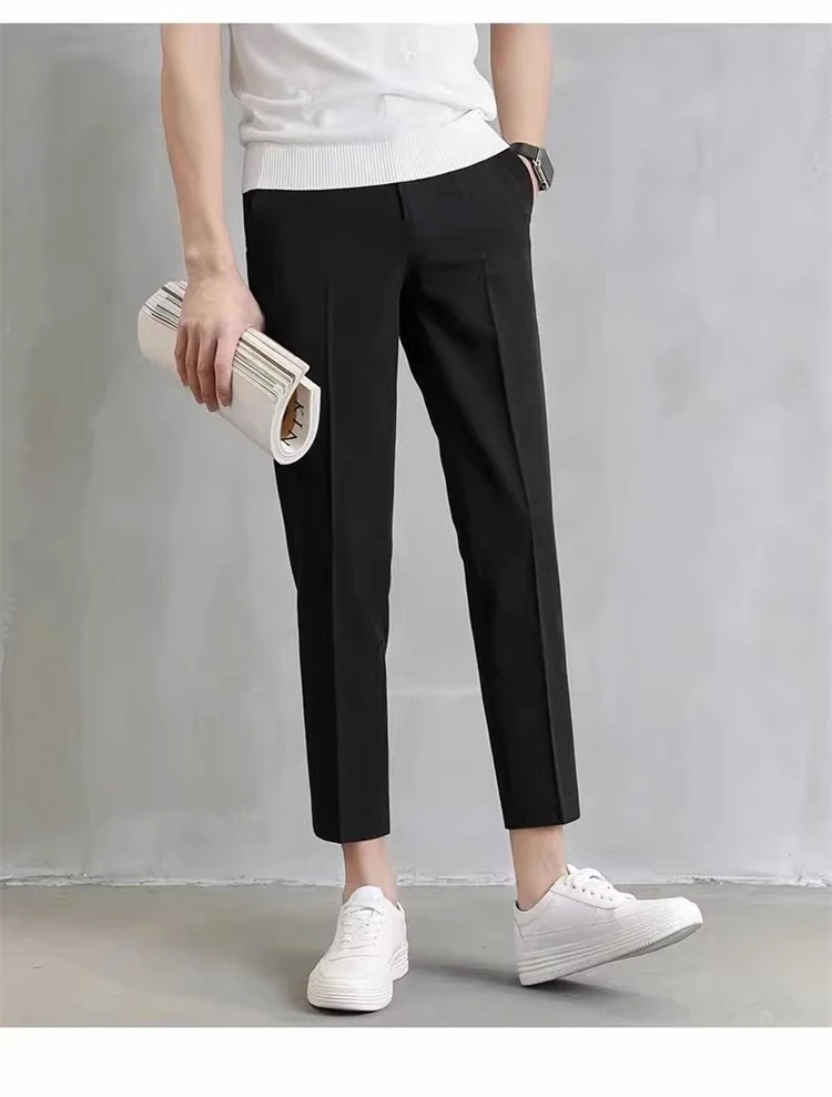 Cross-border menswear 28-40 size light business simple straight slim nine-point suit pants