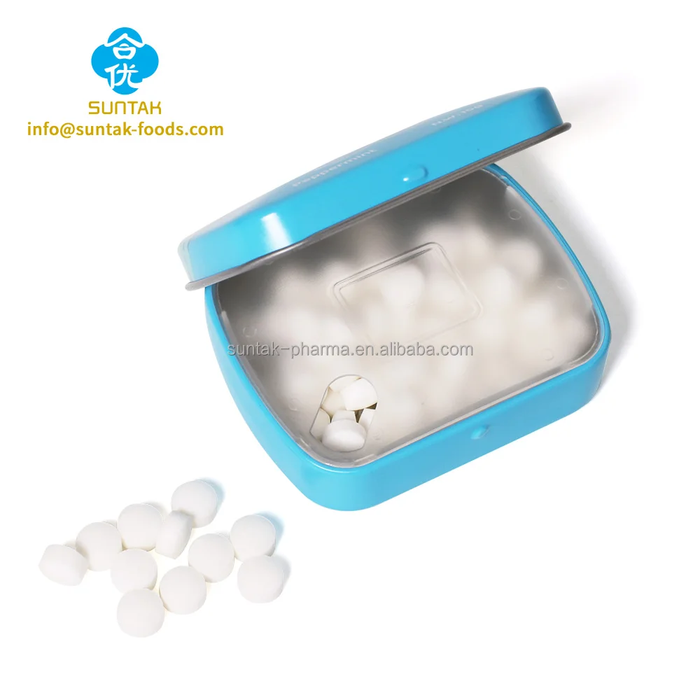 Sugar-Free Blueberry Flavor Mints 15g Hinged Tin Can Candy Tablet Style ...