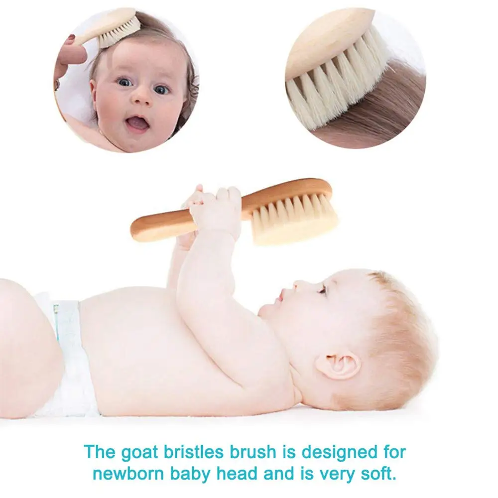 Eco-certified Baby Hair Brush Comb Set with Natural Bristles
