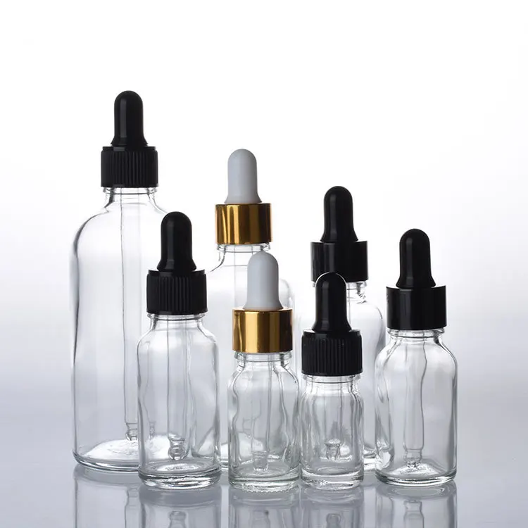 5ml 10ml 15ml 30ml 50ml 100ml Clair Vitre Vide Essentielle Flacon Verre Compte Goutte Bouteille