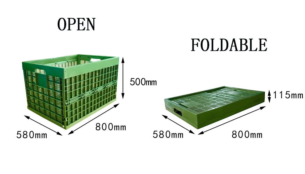 Hot Sale Plastic Crate for Egg Trays Collapsible Plastic Storage Crates Mesh Ventilate Folding Plastic Crates