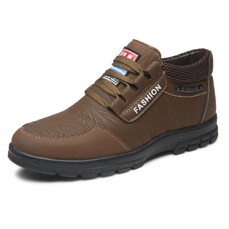 Winter New Model Warm Shoes Leather Mens Hiking Casual Height Increasing