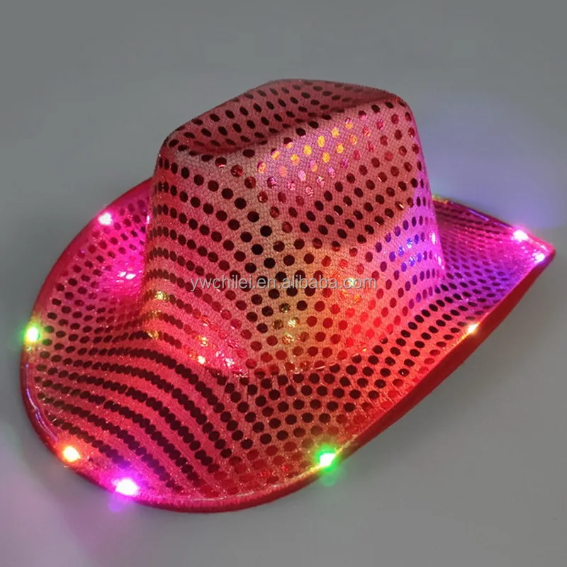 red light up cowboy hat