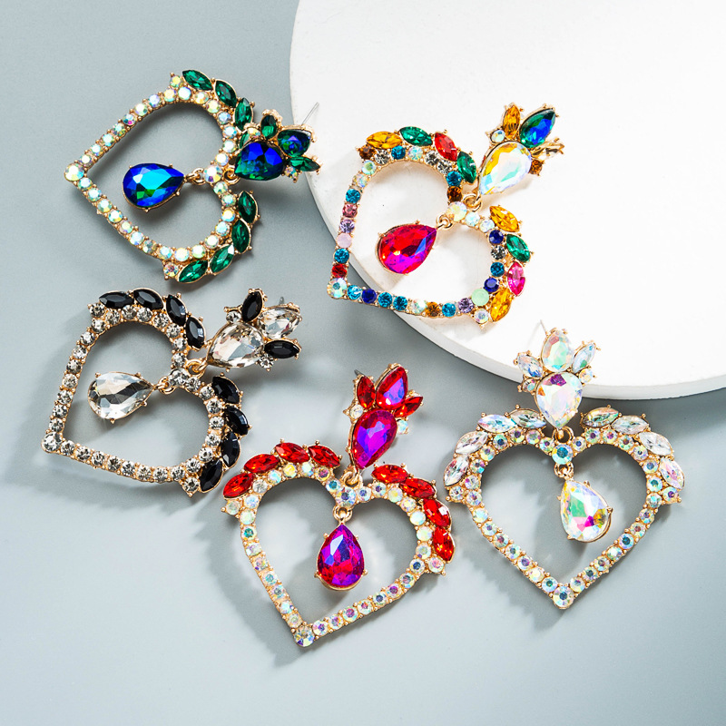Модные дизайнерские серьги-подвески в форме 5 видов цветов Позолоченные Разноцветные стразы в форме сердца в форме капли серьги ювелирные изделия из жемчуга для женщин подарок