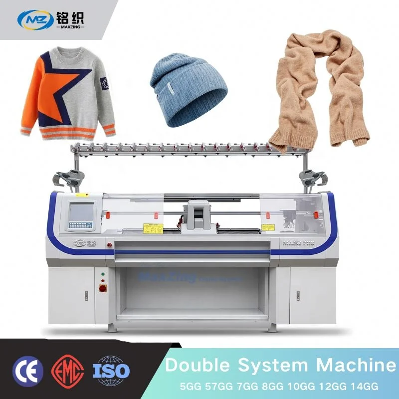 MaxZing New 2024 Model Textile Industry Computerized Flat 5G 52 Inch Bed Flat Knitting Machine with Double System Flat Knit