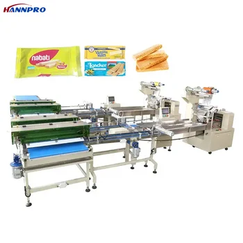 HANNPRO Full automatic high speed Flow packaging system cookie Wafer packaging line