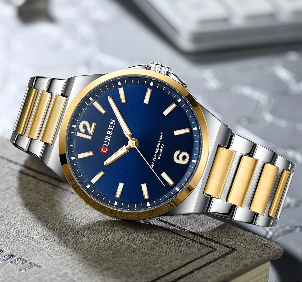 CURREN 8493 Classic Vintage Men's Quartz Watch 42mm Brand Original Wristwatches with Stainless Steel Band Luminous Hands Gift