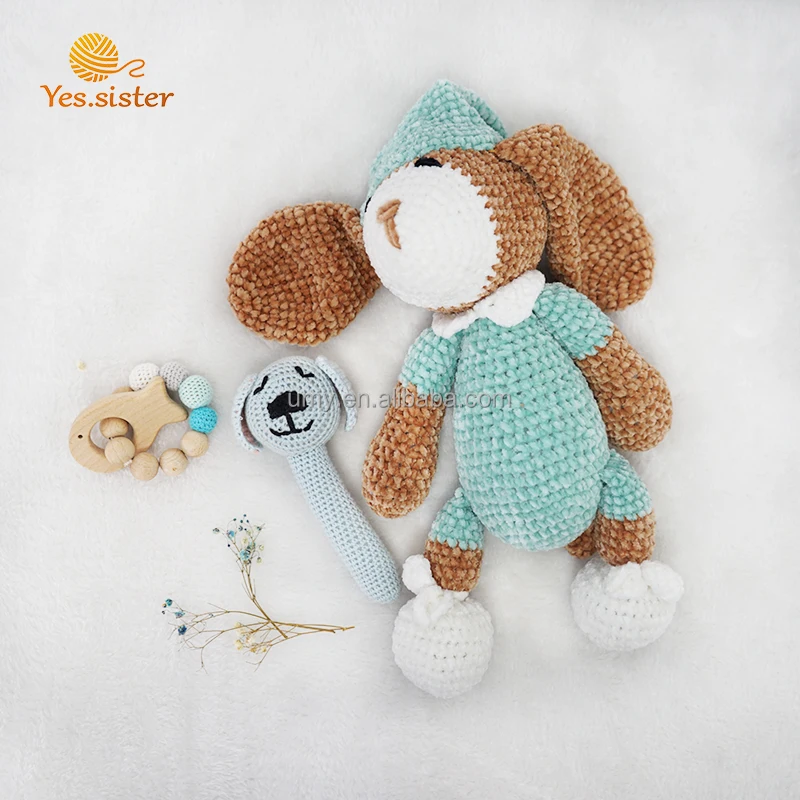 Custom Kids Handmade Stuffed Animals Plush Soft Toy Chenille Crochet Dog Amigurumi