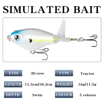New Arrival Crank Noise Simulate Lure Top Water Tractor 11.5g/16g with 2pcs Strong Treble Hooks for Pollack Pike – Hooks – view 3