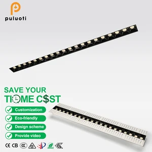 Modern Pre-Embedded Aluminum LED Frameless Grille Light 542x47mm Cutout 20W 30+110 Beam CRI 97 3-Year Warranty Indoor Use