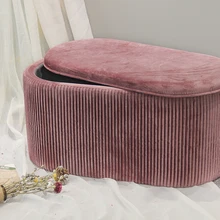 HStex Big Velvet Single Sofa Furniture Sofa Pouf Foot Stool With Storage Bedroom Room pink Ottomans Bench