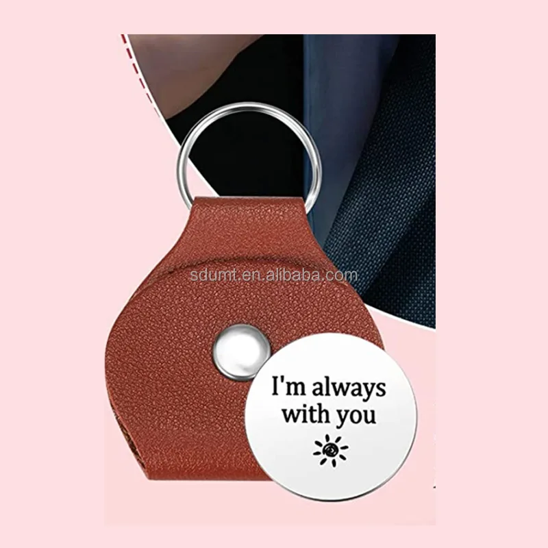 Remifala Pocket Hug Token - Stainless Steel Double-Sided Keepsake With PU Leather Keychain | Long Distance Relationship Gift For Daughter, Son, Friends, Loved Ones - View #3