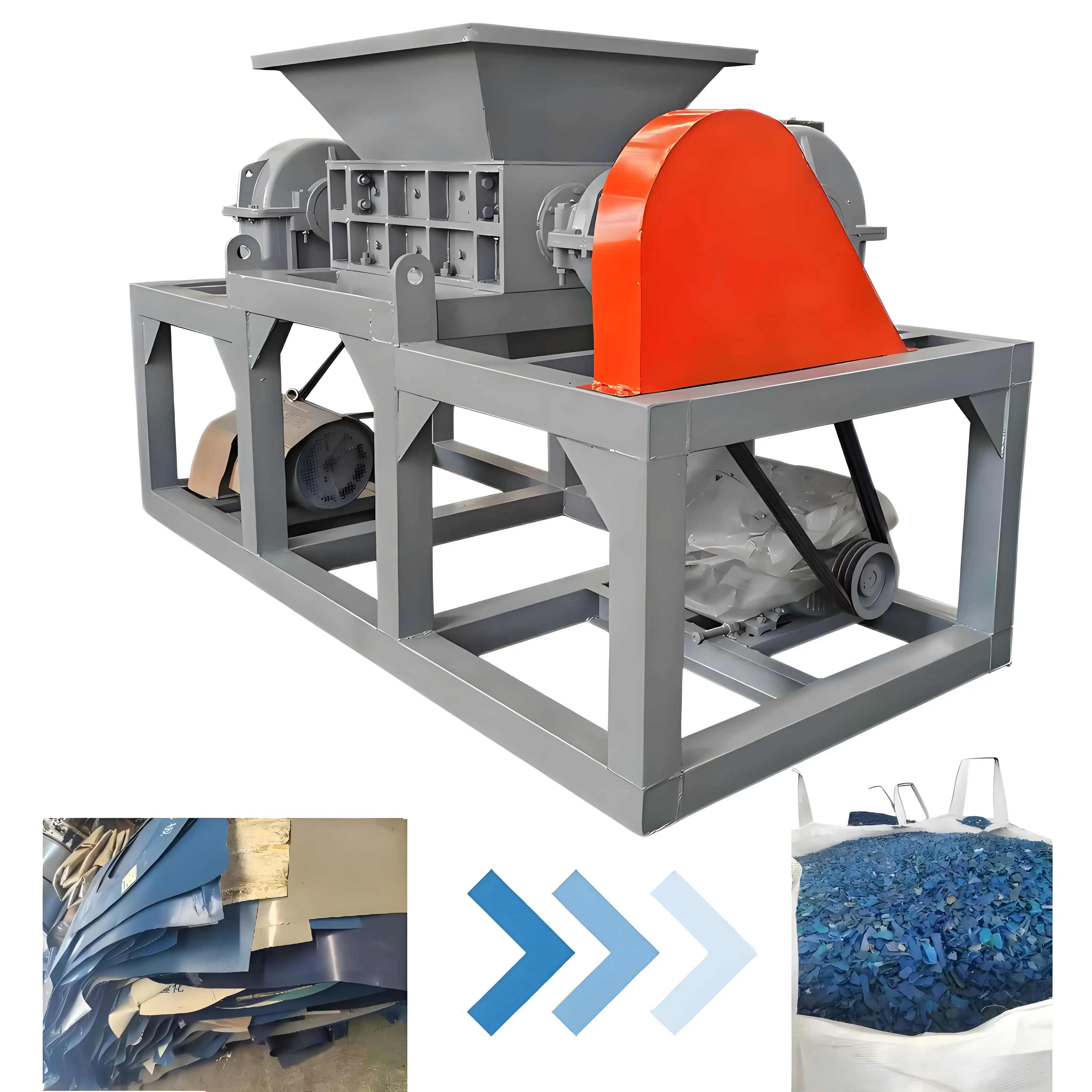 Farm Multi-function Industrial Paper Shredder Tobacco Leaf Shredder Machine  Double Shaft Shredder Machine