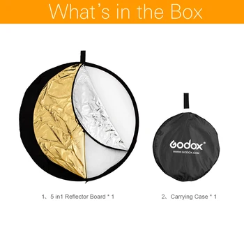Godox 32" 80cm 5 in 1 Silver Gold Portable Collapsible Light Round Photography Photo Reflector for Studio detail image