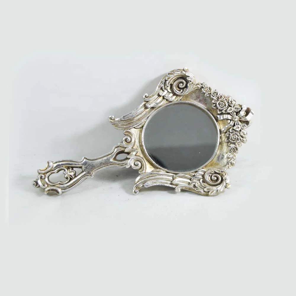 Ornate Art Deco Brass Handheld Mirror Oval Shape Ladies Mirror with Resin  Handle for Wall Decoration, image size:1000x1000