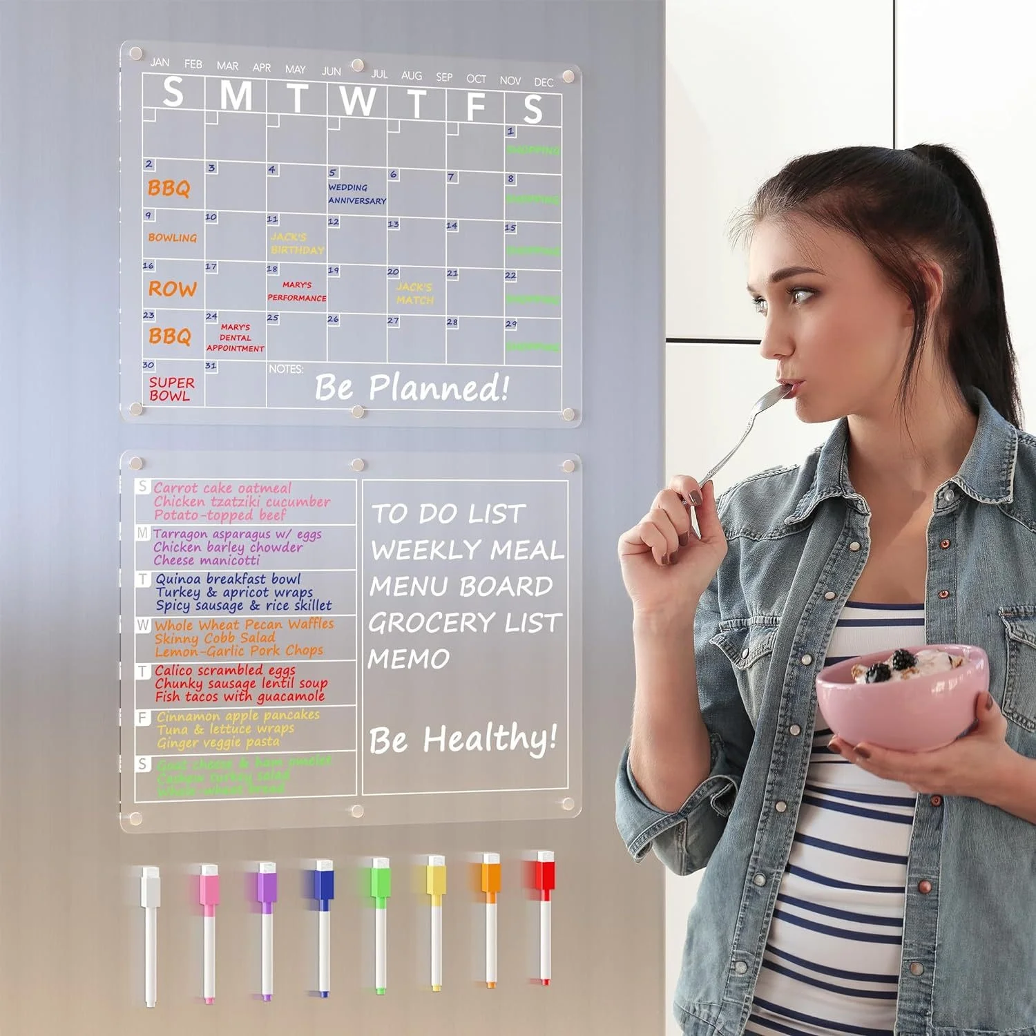 Best-Selling Magnetic Planner Memo Fridge Sticker Simple Strong Magnetic Transparent Acrylic UV Printed Calendar Whiteboard Dry