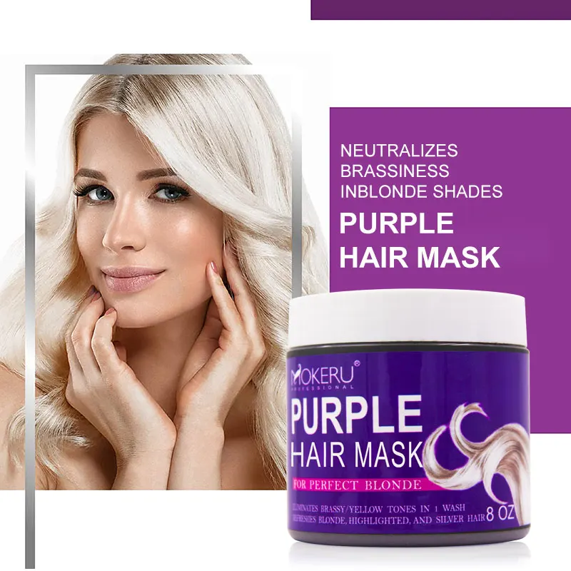 
 Mokeru 8 OZ Greatly Lighten Brassy Purple Hair Mask For Men And Condition Dry Damaged Hair Mask  No Yellow Hues Purple Hair Mask  