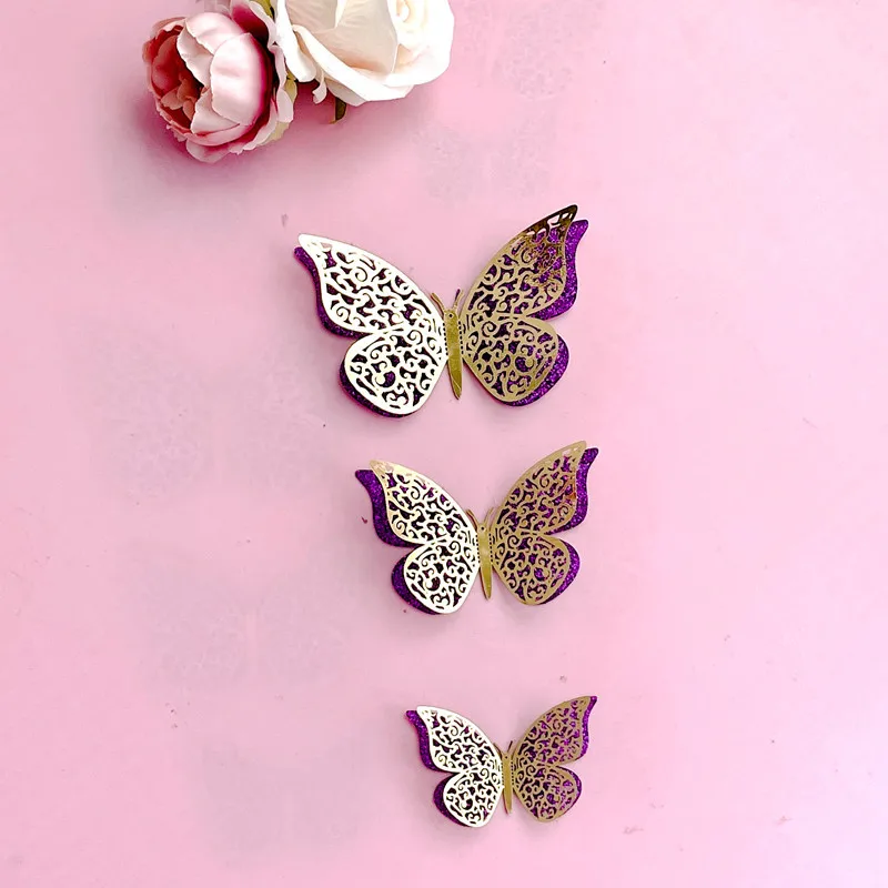 Double Layer Butterfly Cake Toppers Princess Girls Wedding Happy