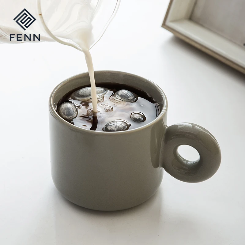 FENN nordic ceramic manufacturers glossy black porcelain unique cute coffee mug wholesale ceramic mug custom gift mugs