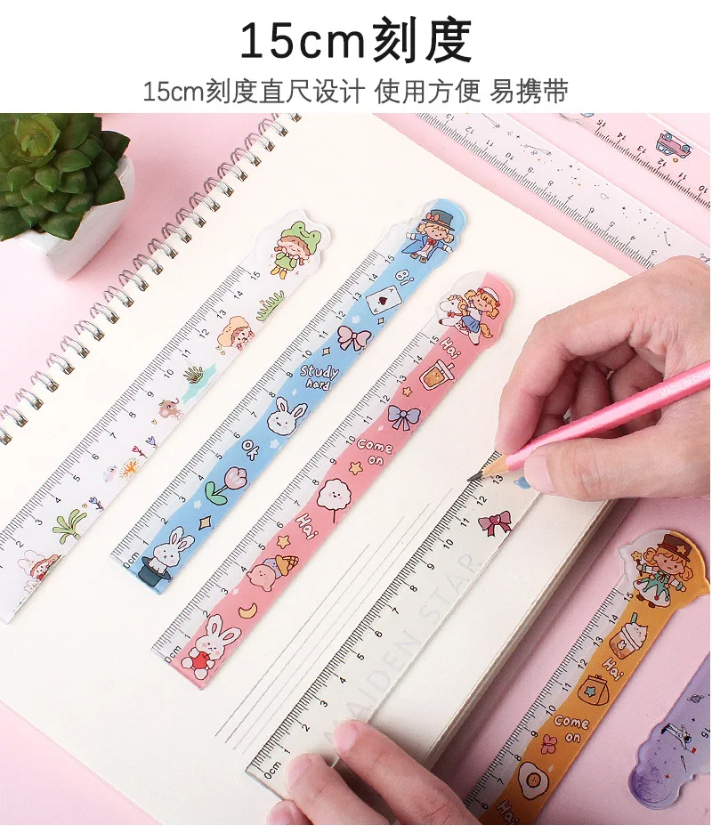 Staching Rular Girl Cartoon Girl Ruler Kawaii Stationery Ruler School Plastic Ruler 15cm ...