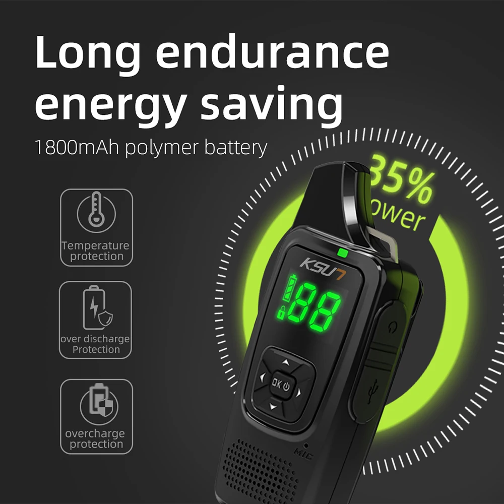 KSUN V6 USB Charging PTT Mini Walkie Talkie Hidden Display UHF Two Way Radio