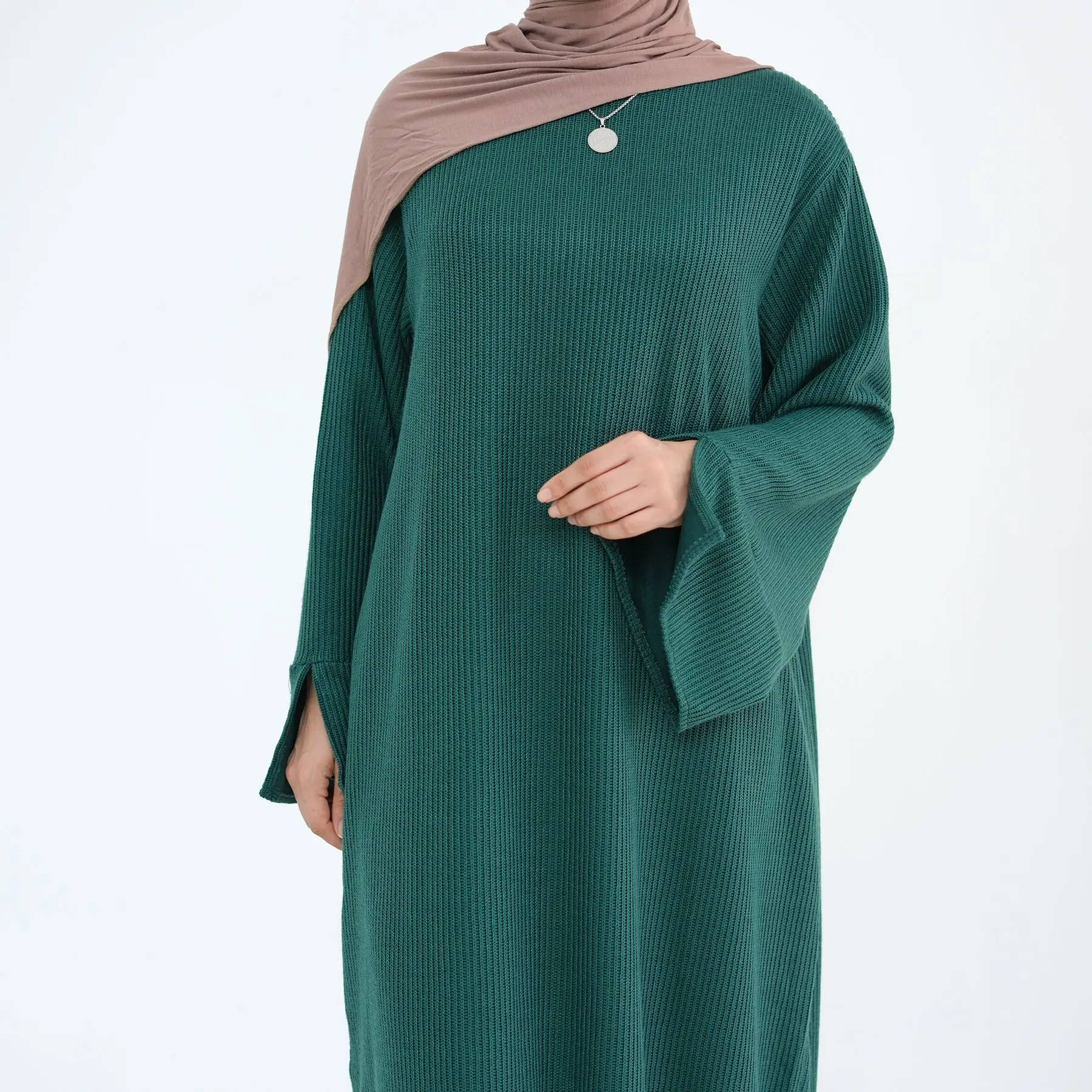 navy blue dress for baby girl Long Navy Blue Islamic Long Sleeve Maxi Dress 2441L main image 0