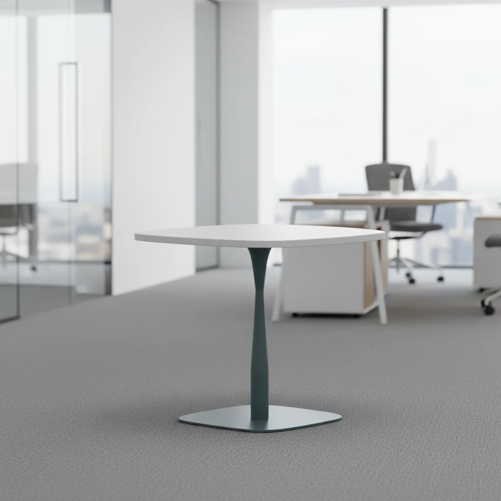 Compact Modern Standing Meeting Table Wood Frame Base Industrial Conference Conversation Professional Business Setting Office 2