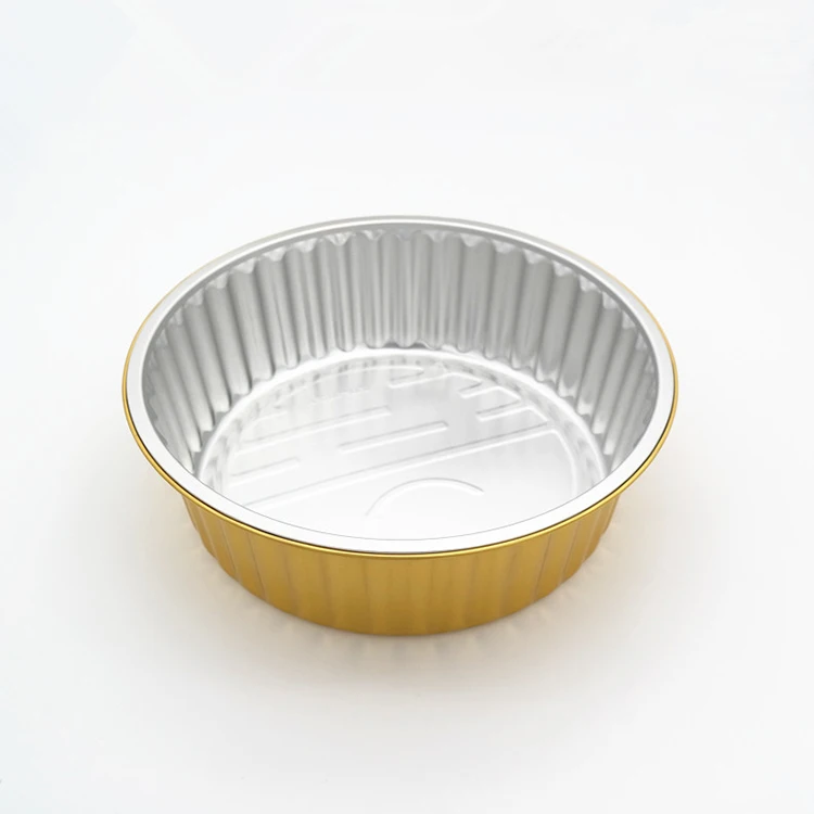 product high quality round disposable baking bakeware 4000ml half size golden tin cake roasting trays hot pot aluminum foil pans-1