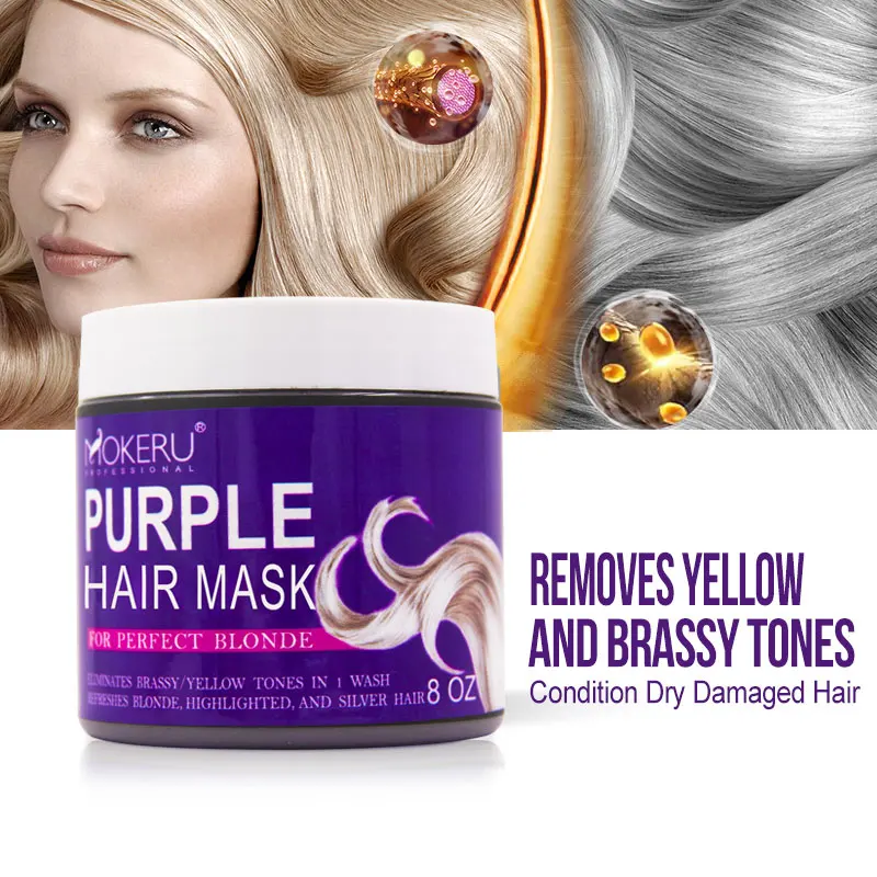 
 Mokeru 8 OZ Greatly Lighten Brassy Purple Hair Mask For Men And Condition Dry Damaged Hair Mask  No Yellow Hues Purple Hair Mask  