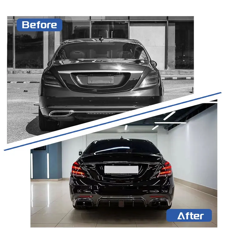W222 Body Kit Rear Leishuo S63 AMG Body Kit Bodykit Facelift for Mercedes Benz S Class ...