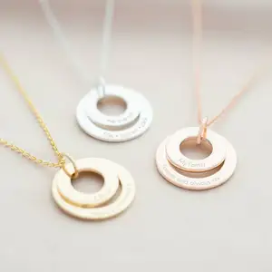 Wholesale Most Popular Trendy Style 925 Sterling Silver  Women Eternal Rose Necklace Double 18k Eternity Ring Pendant Necklace